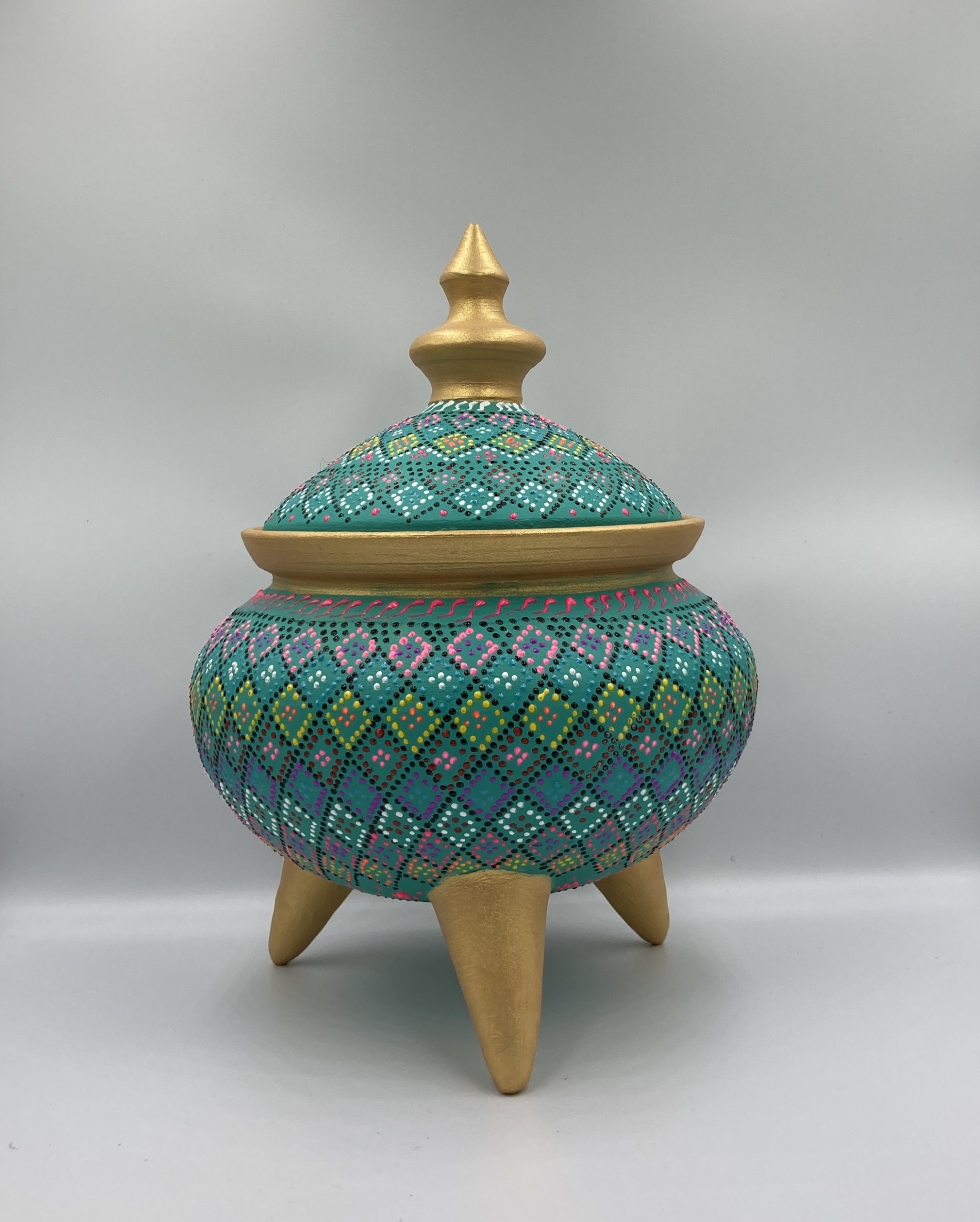 Green ceramic candy jar